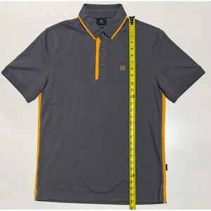 AG Green Label Mens Performance Golf Polo Shirt Grey Yellow Orange Trim Size M